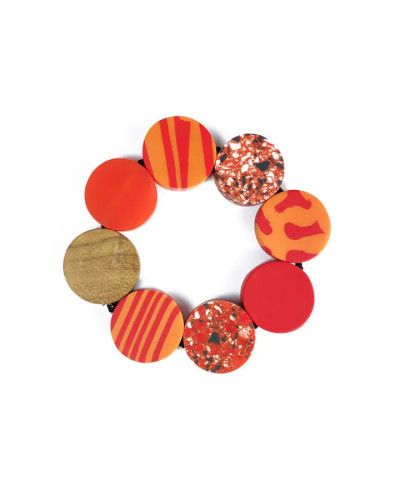 Pulsera Botones rojo y naranja