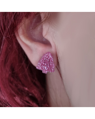 Pendientes Mini Árbol Navidad Rosa