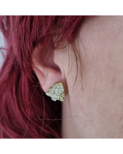 Pendientes Mini Árbol Navidad Dorado