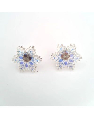 Pendientes Copo Nieve Blanco