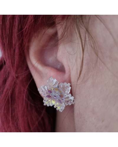 Pendientes Copo Nieve Blanco