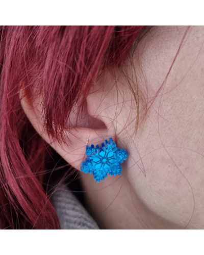 Pendientes Copo Nieve Azul