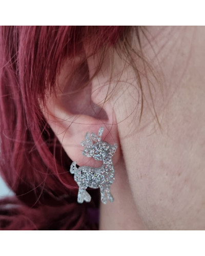 Pendientes Reno Plateado