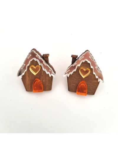 Pendientes Casita Jengibre Corazón Amarillo