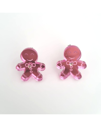Pendientes Muñeco Jengibre Rosa