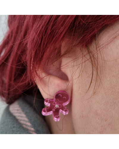 Pendientes Muñeco Jengibre Rosa
