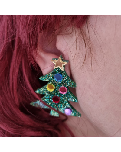 Pendientes Árbol Navidad con Bolitas
