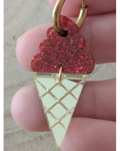 Pendientes Helado Gominola Rojos Dorado