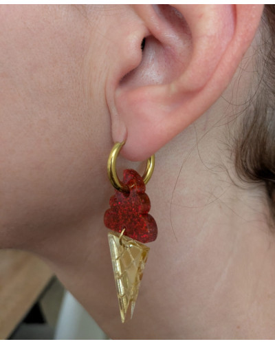 Pendientes Helado Gominola Rojos Dorado