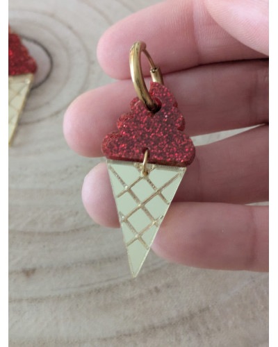 Pendientes Helado Gominola Rojos Dorado
