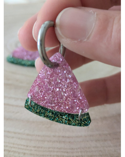 Pendientes Sandía Sparkle Rosa