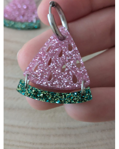 Pendientes Sandía Sparkle Rosa