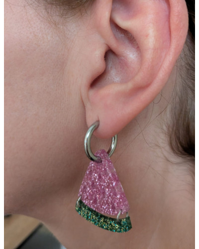 Pendientes Sandía Sparkle Rosa