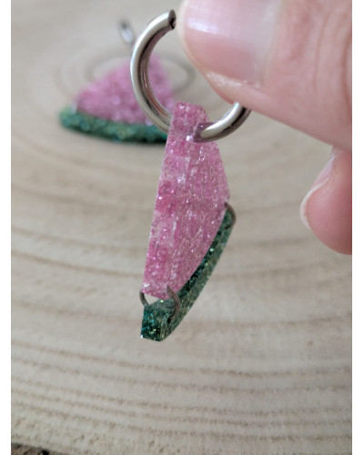 Pendientes Sandía Sparkle Rosa