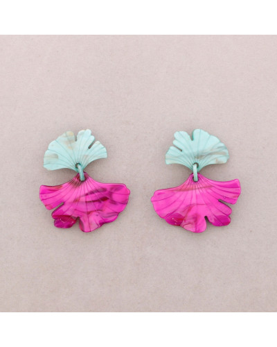 Pendientes Hoja Ginko Fucsia