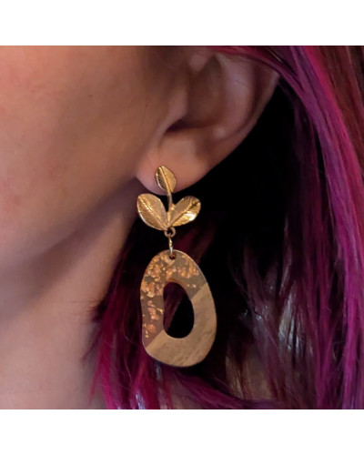Pendientes Madera Dorada