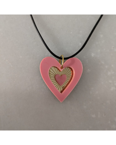 Collar Corazón Rosa Dorado