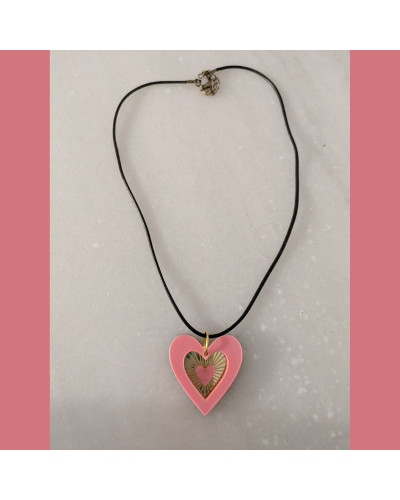 Collar Corazón Rosa Dorado