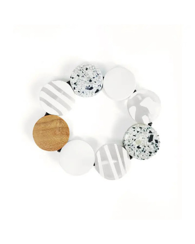 Pulsera Botones blanco y terrazo